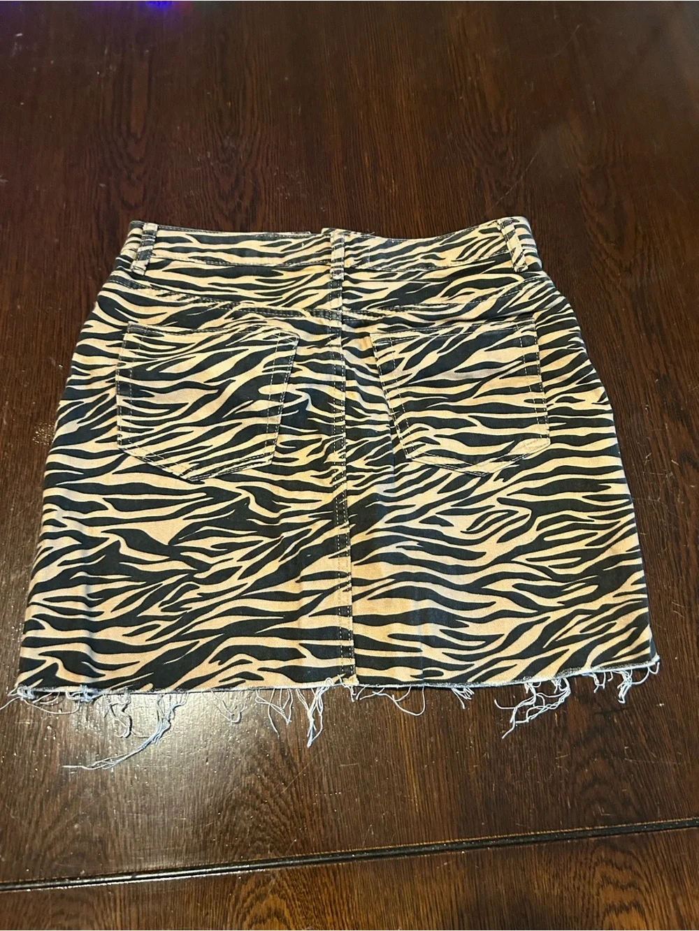 Denim&Co Tiger Print Mini Denim Skirt